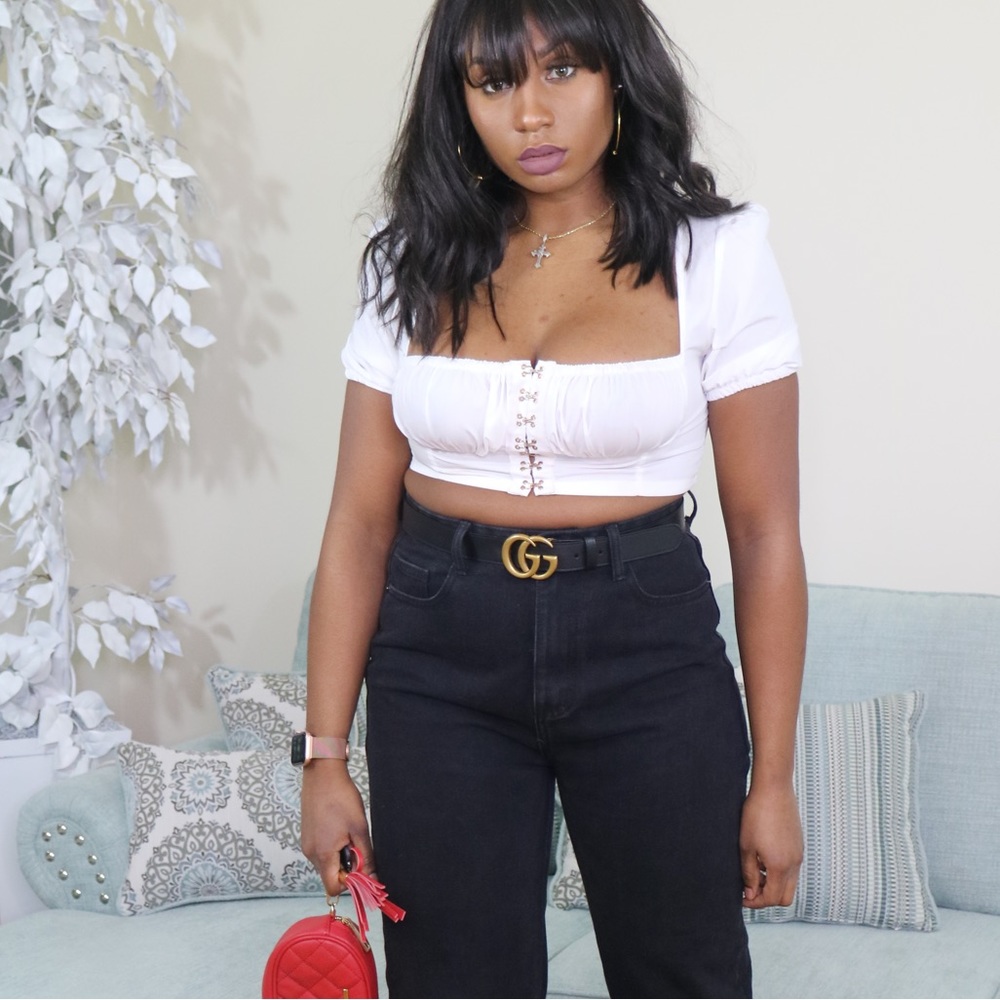 Shein White Crop Blouse